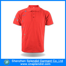 2016 Nova Moda Bordado Design Men Camisa Polo Vermelho T
